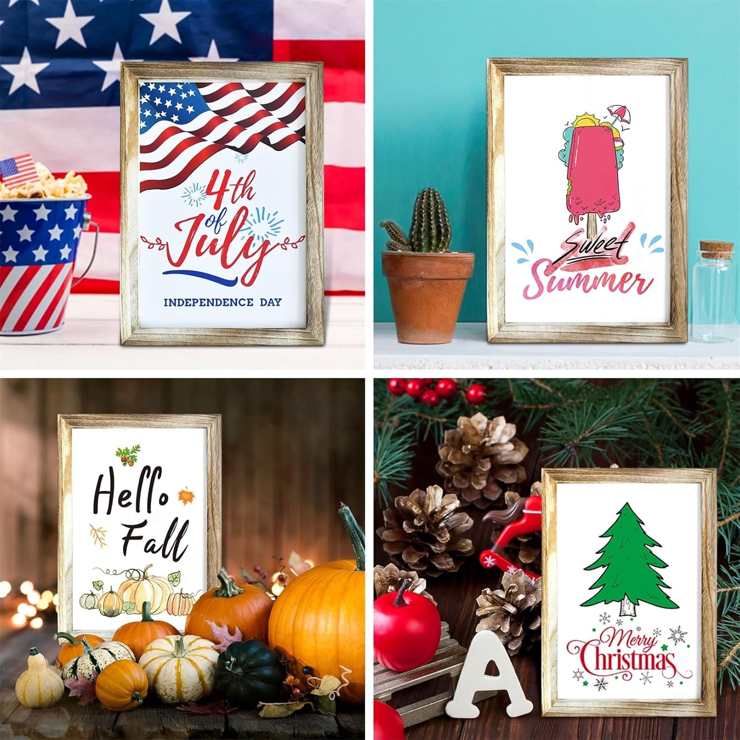 Rustic Seasonal Wall Hanging Signs 